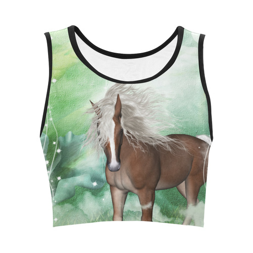 Horse in a fantasy world Women's Crop Top (Model T42)