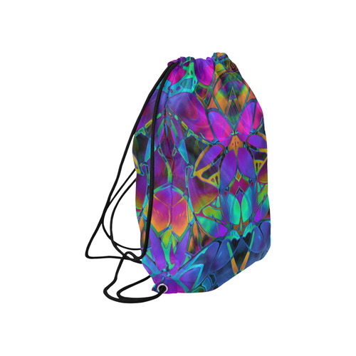 Floral Fractal Art G308 Large Drawstring Bag Model 1604 (Twin Sides)  16.5"(W) * 19.3"(H)