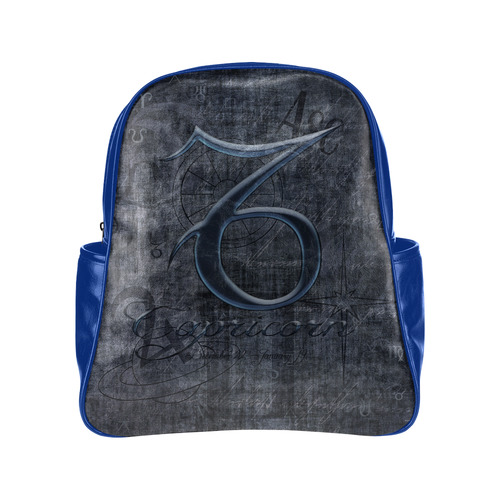 Astrology Zodiac Sign Capricorn in Grunge Style Multi-Pockets Backpack (Model 1636)