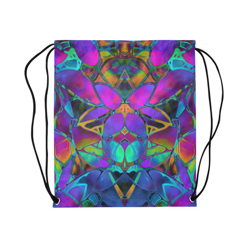 Floral Fractal Art G308 Large Drawstring Bag Model 1604 (Twin Sides)  16.5"(W) * 19.3"(H)