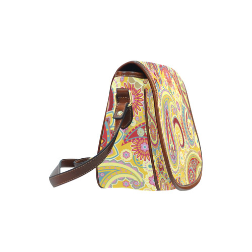 Red Yellow Vintage Paisley Pattern Saddle Bag/Large (Model 1649)