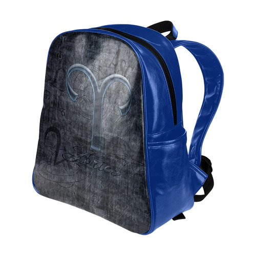Astrology Zodiac Sign Aries in Grunge Style Multi-Pockets Backpack (Model 1636)