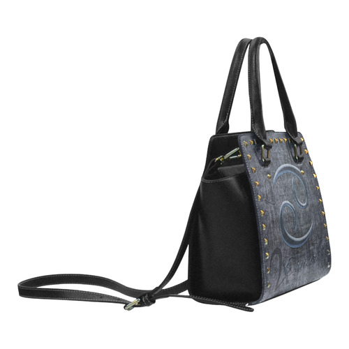 Astrology Zodiac Sign Cancer in Grunge Style Rivet Shoulder Handbag (Model 1645)