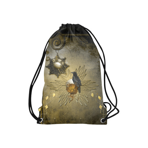 Decorative design with crow Small Drawstring Bag Model 1604 (Twin Sides) 11"(W) * 17.7"(H)