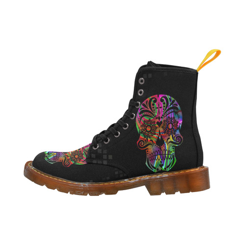 psychedelic skull by JamColors Martin Boots For Men Model 1203H