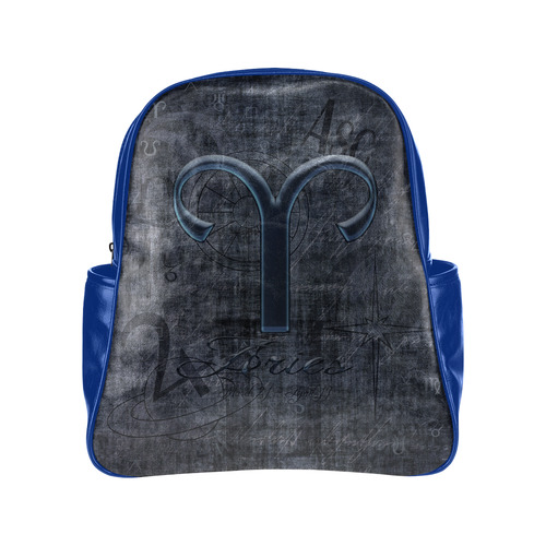 Astrology Zodiac Sign Aries in Grunge Style Multi-Pockets Backpack (Model 1636)
