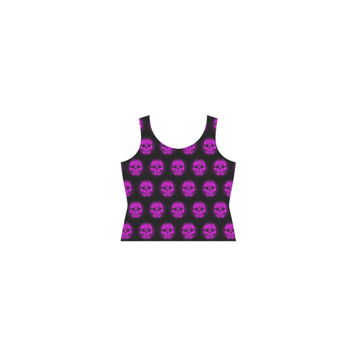 Sugarskull Pattern,purple by JamColors Sleeveless Splicing Shift Dress(Model D17)