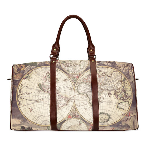 Old World Map Waterproof Travel Bag/Large (Model 1639)