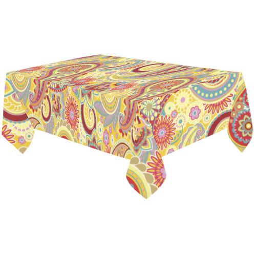 Red Yellow Vintage Paisley Pattern Cotton Linen Tablecloth 60"x120"