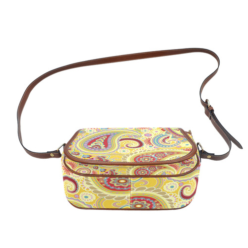 Red Yellow Vintage Paisley Pattern Saddle Bag/Large (Model 1649)