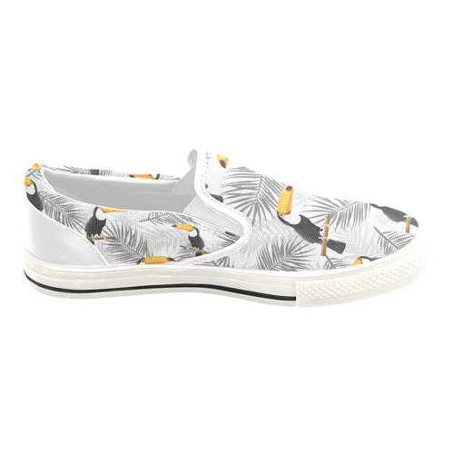 Toucan with palm leaves Slip-on Canvas Shoes for Kid (Model 019)