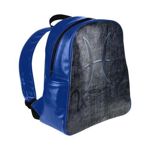 Astrology Zodiac Sign Pisce in Grunge Style Multi-Pockets Backpack (Model 1636)
