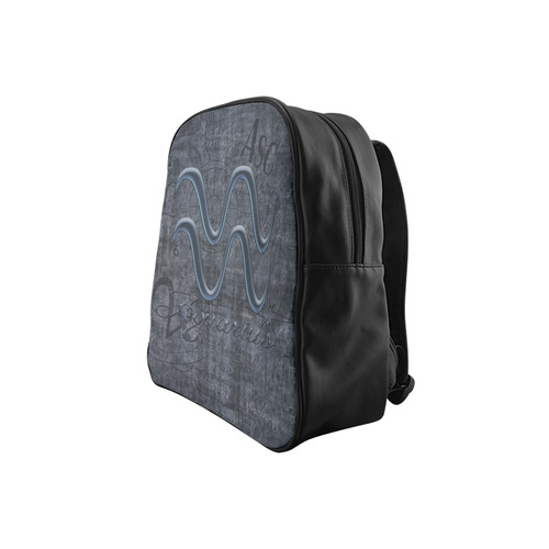 Zodiac Sign Aquarius in Grunge Style School Backpack (Model 1601)(Small)