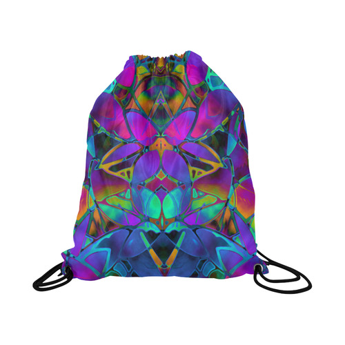 Floral Fractal Art G308 Large Drawstring Bag Model 1604 (Twin Sides)  16.5"(W) * 19.3"(H)