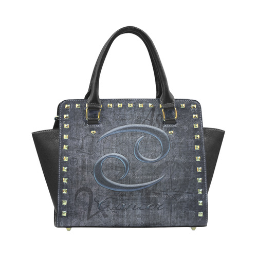 Astrology Zodiac Sign Cancer in Grunge Style Rivet Shoulder Handbag (Model 1645)