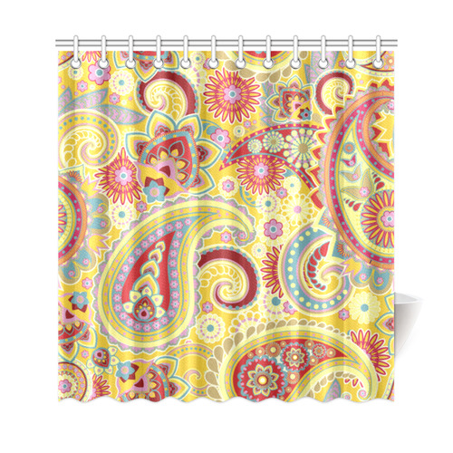 Red Yellow Vintage Paisley Pattern Shower Curtain 69"x72"