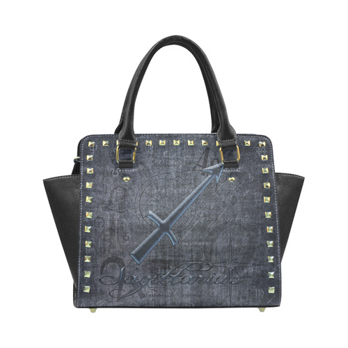 Astrology Zodiac Sign Sagittarius in Grunge Style Rivet Shoulder Handbag (Model 1645)