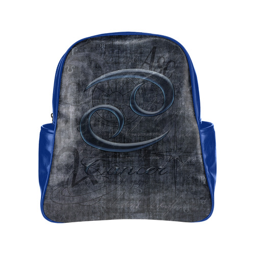 Astrology Zodiac Sign Cancer in Grunge Style Multi-Pockets Backpack (Model 1636)