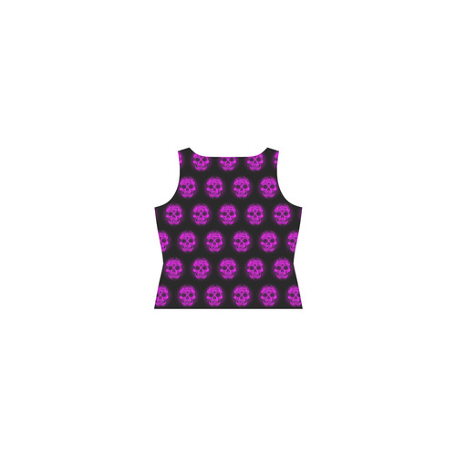 Sugarskull Pattern,purple by JamColors Sleeveless Splicing Shift Dress(Model D17)