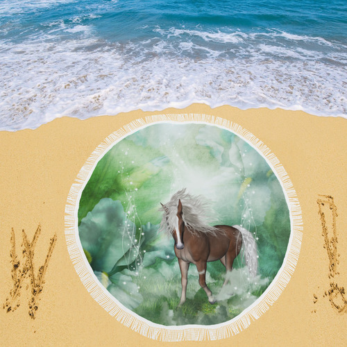 Horse in a fantasy world Circular Beach Shawl 59"x 59"