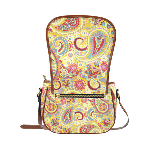 Red Yellow Vintage Paisley Pattern Saddle Bag/Small (Model 1649) Full Customization