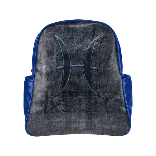 Astrology Zodiac Sign Pisce in Grunge Style Multi-Pockets Backpack (Model 1636)