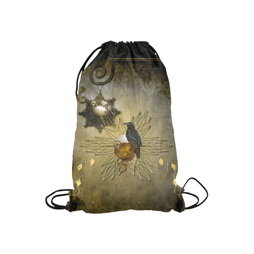 Decorative design with crow Small Drawstring Bag Model 1604 (Twin Sides) 11"(W) * 17.7"(H)