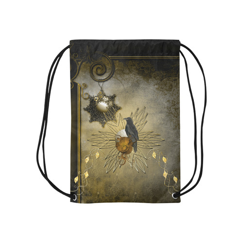 Decorative design with crow Small Drawstring Bag Model 1604 (Twin Sides) 11"(W) * 17.7"(H)