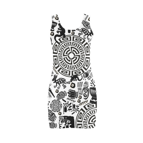 MAYAN Theme Print Dress by Juleez Medea Vest Dress (Model D06)