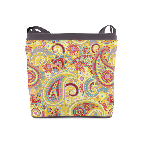 Red Yellow Vintage Paisley Pattern Crossbody Bags (Model 1613)