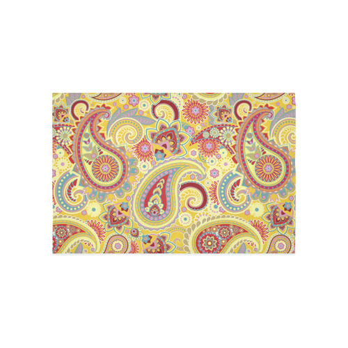 Red Yellow Vintage Paisley Pattern Cotton Linen Wall Tapestry 60"x 40"