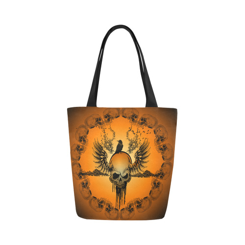 Amazing skull with crow Canvas Tote Bag (Model 1657)
