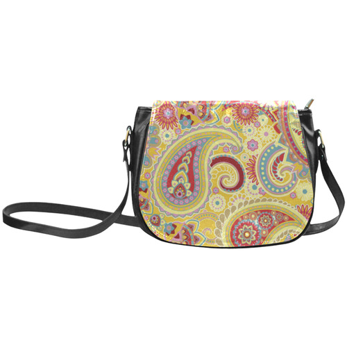 Red Yellow Vintage Paisley Pattern Classic Saddle Bag/Small (Model 1648)