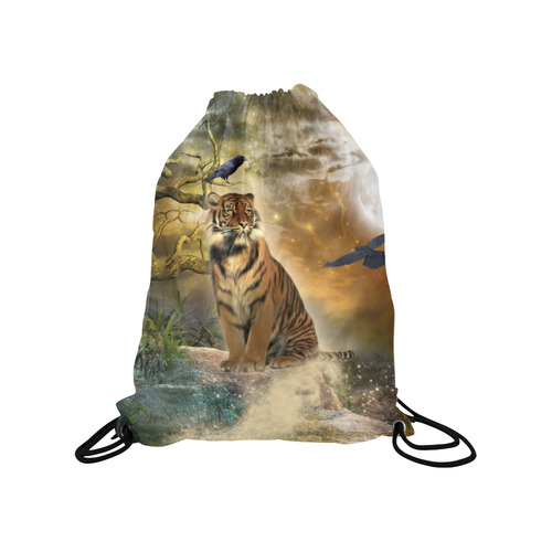 Awesome itger in the night Medium Drawstring Bag Model 1604 (Twin Sides) 13.8"(W) * 18.1"(H)