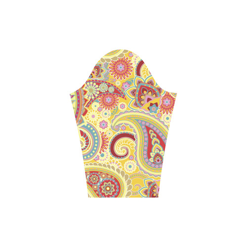 Red Yellow Vintage Paisley Pattern Round Collar Dress (D22)