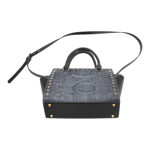 Astrology Zodiac Sign Capricorn in Grunge Style Rivet Shoulder Handbag (Model 1645)