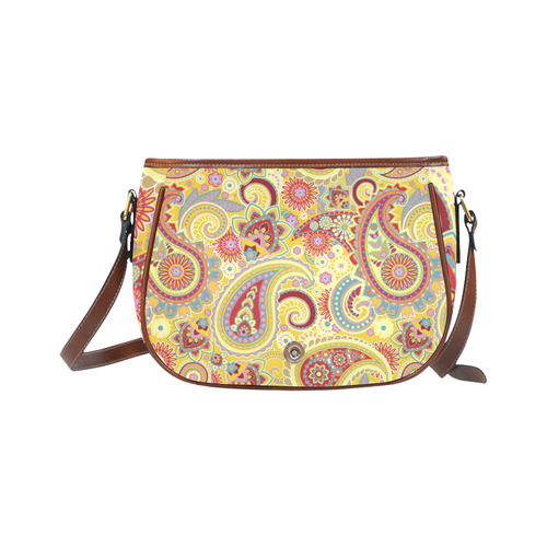 Red Yellow Vintage Paisley Pattern Saddle Bag/Large (Model 1649)