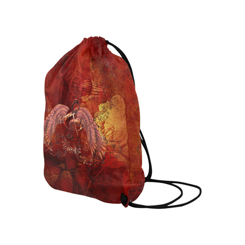 Music, clef and wings Large Drawstring Bag Model 1604 (Twin Sides)  16.5"(W) * 19.3"(H)
