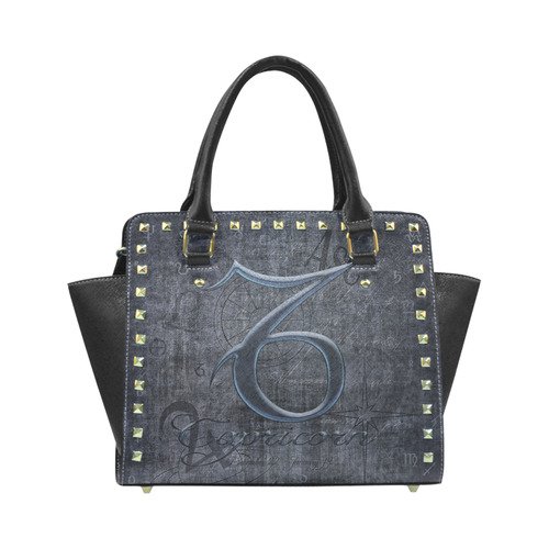 Astrology Zodiac Sign Capricorn in Grunge Style Rivet Shoulder Handbag (Model 1645)