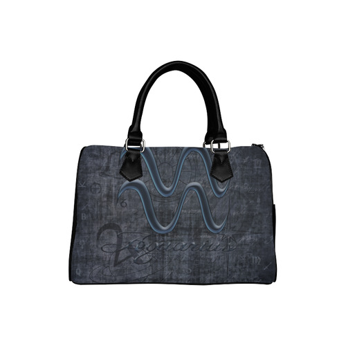 Astrology Zodiac Sign Aquarius in Grunge Style Boston Handbag (Model 1621)