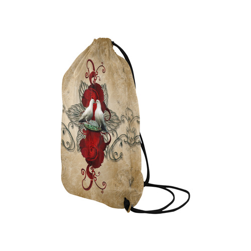 The couple dove with roses Small Drawstring Bag Model 1604 (Twin Sides) 11"(W) * 17.7"(H)