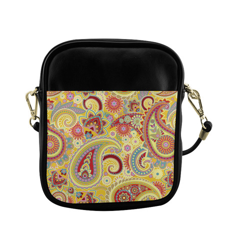 Red Yellow Vintage Paisley Pattern Sling Bag (Model 1627)