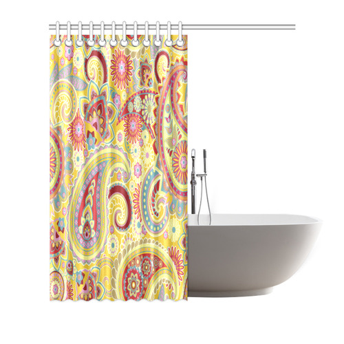 Red Yellow Vintage Paisley Pattern Shower Curtain 72"x72"