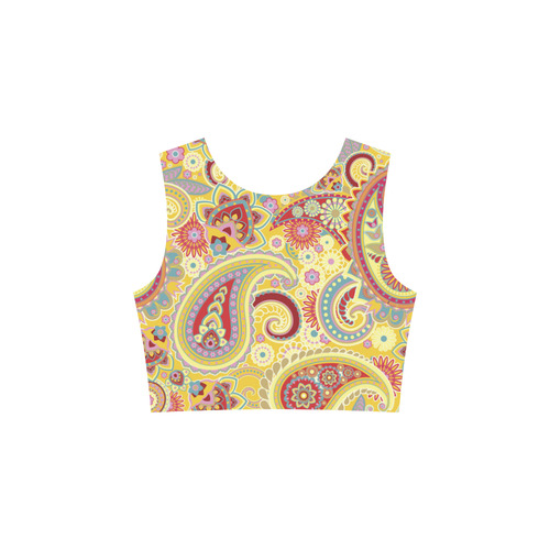 Red Yellow Vintage Paisley Pattern 3/4 Sleeve Sundress (D23)