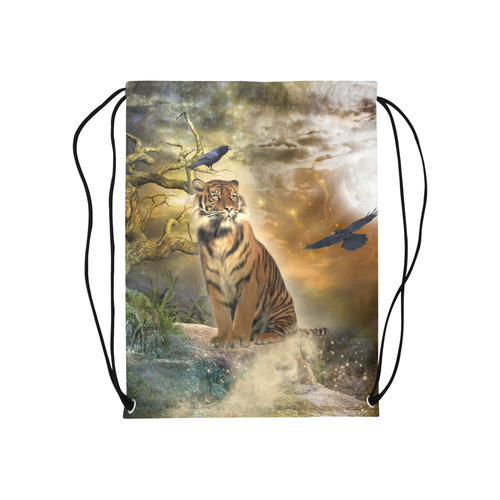 Awesome itger in the night Medium Drawstring Bag Model 1604 (Twin Sides) 13.8"(W) * 18.1"(H)