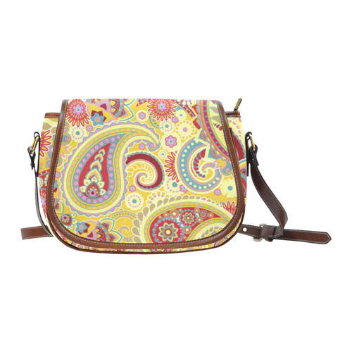 Red Yellow Vintage Paisley Pattern Saddle Bag/Large (Model 1649)