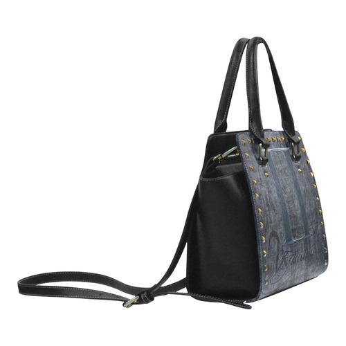 Astrology Zodiac Sign Gemini in Grunge Style Rivet Shoulder Handbag (Model 1645)