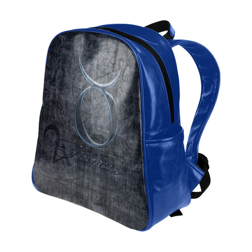 Astrology Zodiac Sign Taurus in Grunge Style Multi-Pockets Backpack (Model 1636)
