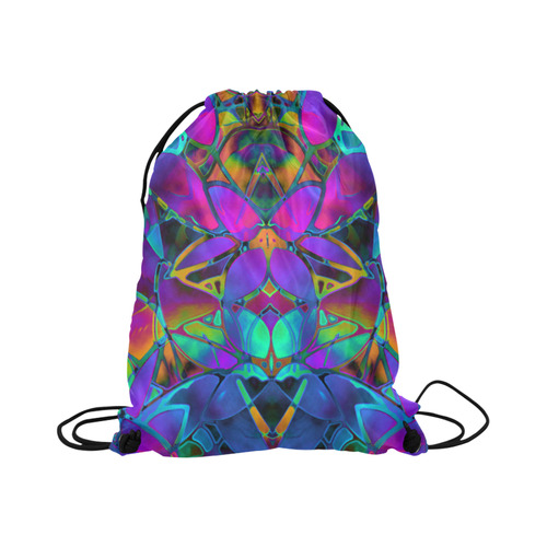 Floral Fractal Art G308 Large Drawstring Bag Model 1604 (Twin Sides)  16.5"(W) * 19.3"(H)