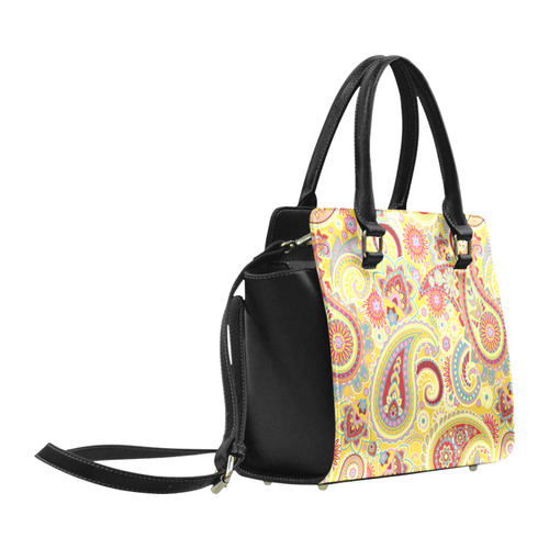 Red Yellow Vintage Paisley Pattern Classic Shoulder Handbag (Model 1653)